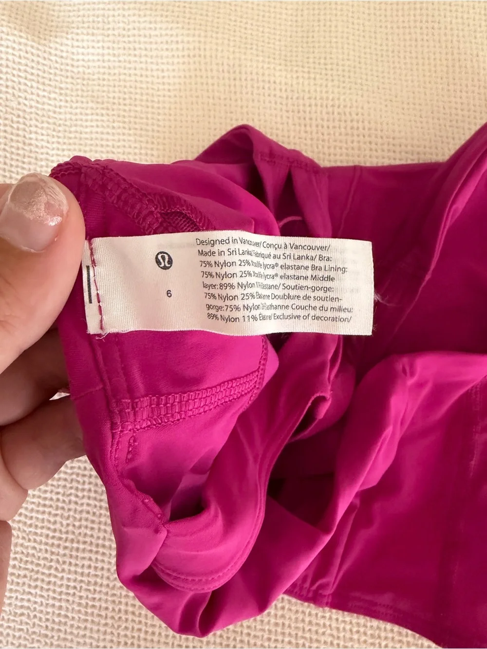 lululemon Stash It Bra in Bright Raspberry Pink Built In Bra